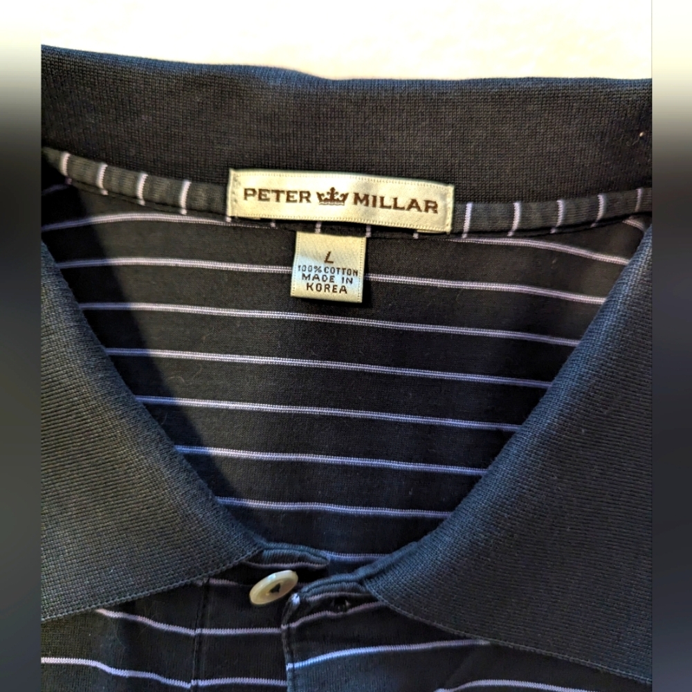 Peter Millar Men's Black Striped Polo Shirt